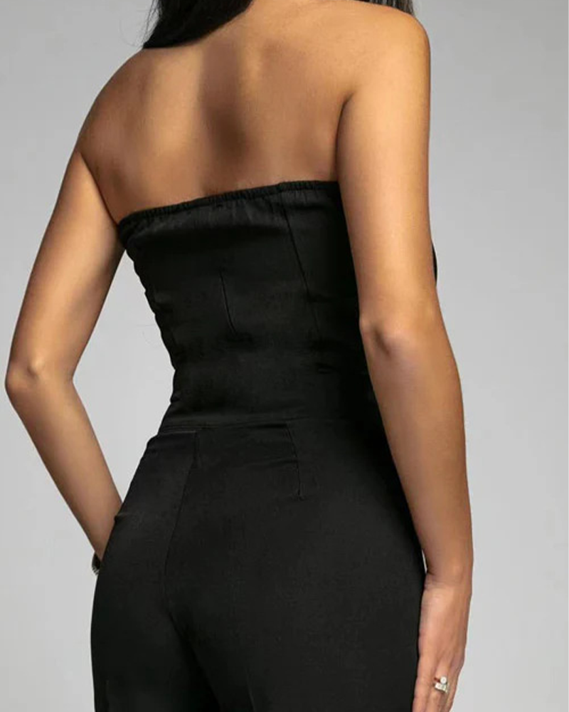 Slim-Fit Tube Top Straight Jumpsuit