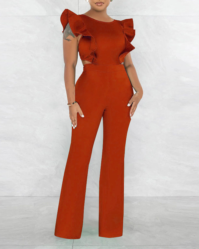 Ruffled Round Neck Jumpsuit