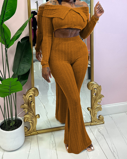 Off-Shoulder Slim-Fit Set