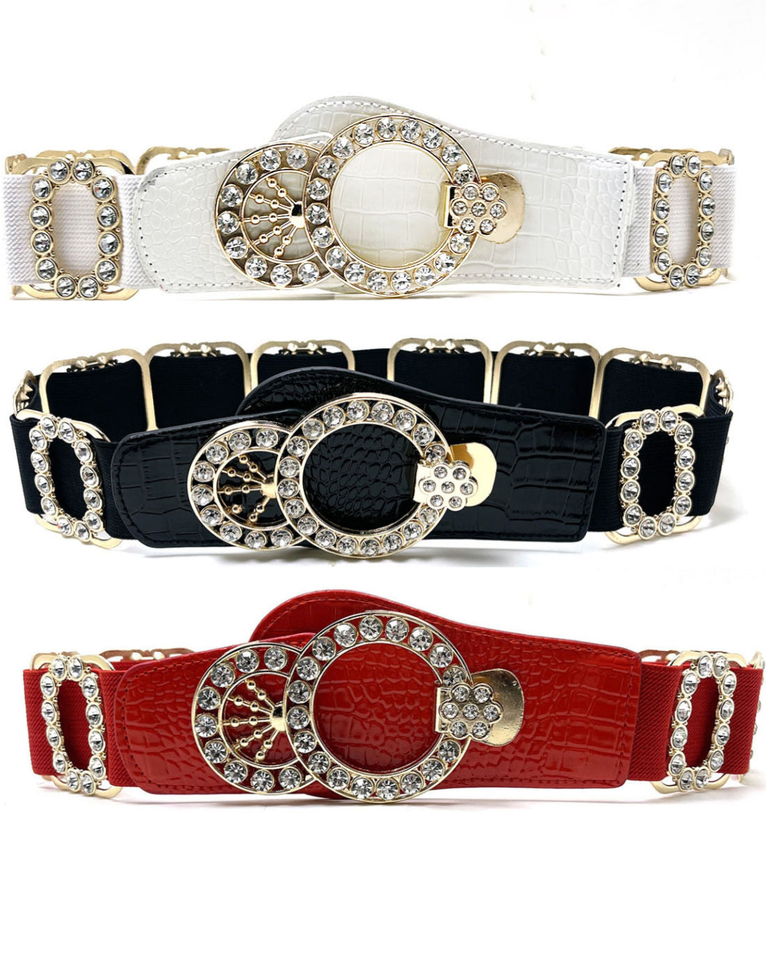 Elastic Women’s Rhinestone Belt