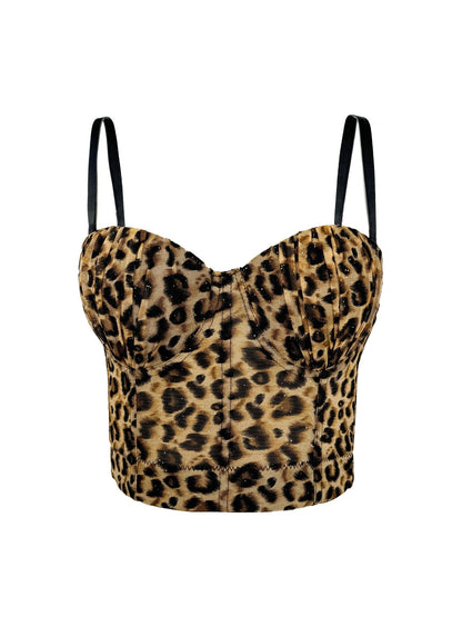 Leopard Print Herringbone Halter Top
