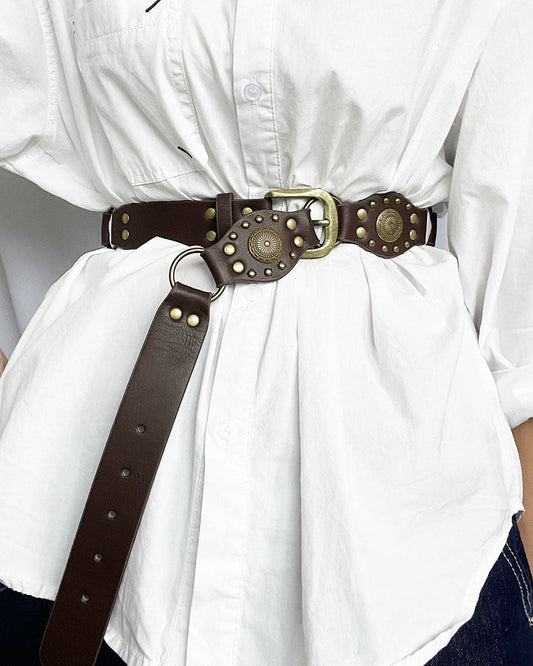 Retro Rivet Eyelet Stitching Punk Wide Belt
