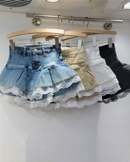 Stretch Denim and Lace Tutu Skirt