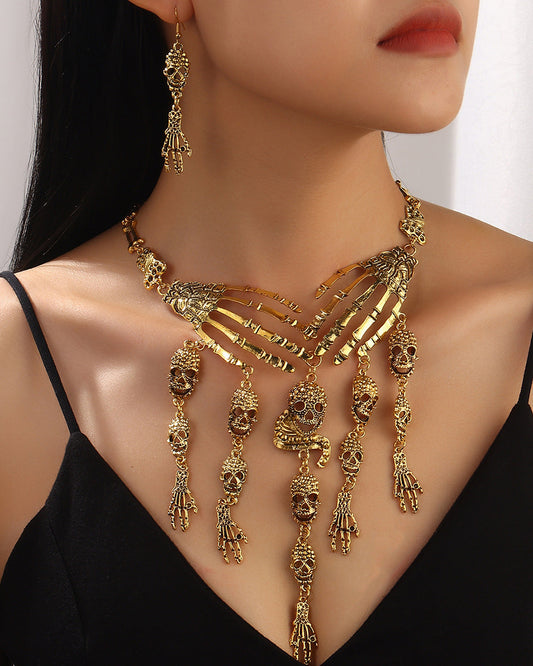 Skull Claw Tassel Necklace Set