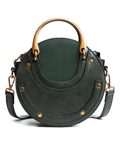 Frosted Stitching Shoulder Crossbody Round Bag