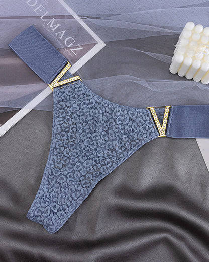 V-Neck Rhinestone Lace Panties