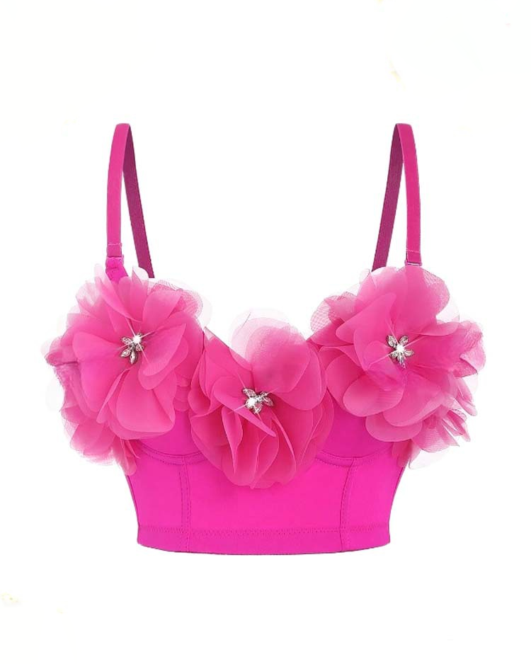 Petal-Embellished Herringbone Top With Coasters