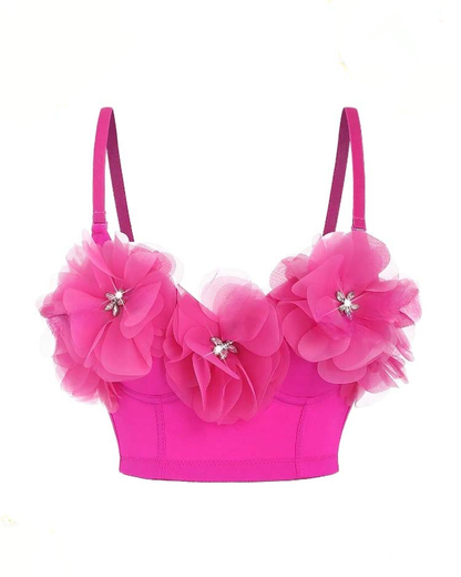 Petal-Embellished Herringbone Top With Coasters