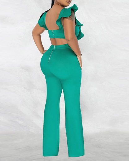 Ruffled Round Neck Jumpsuit