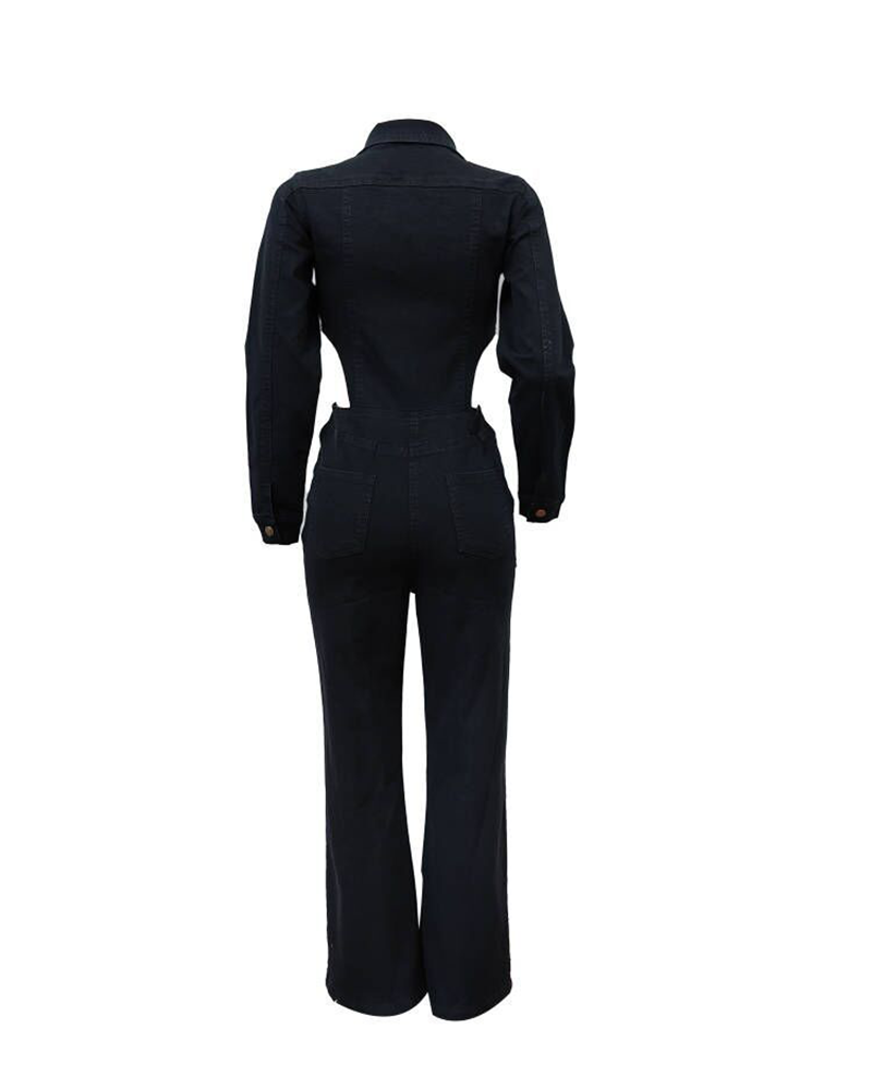 Cut-Out Casual Stretch Jumpsuit