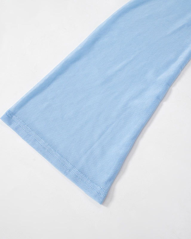 Solid Color Long Sleeve One Shoulder Mesh Splicing Top