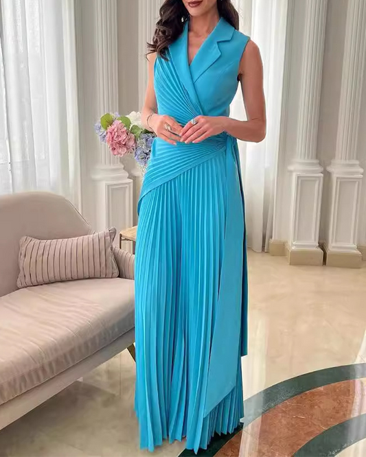 Pleated Wide-Leg Jumpsuit