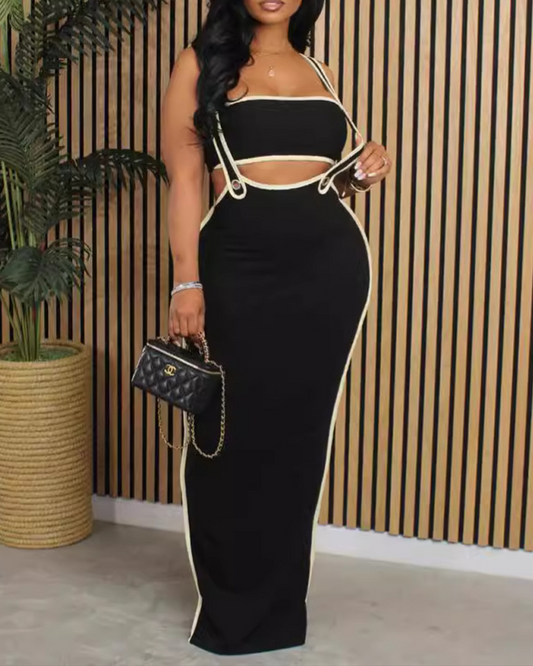 Suspender Long Skirt Suit