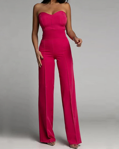 Slim-Fit Tube Top Straight Jumpsuit