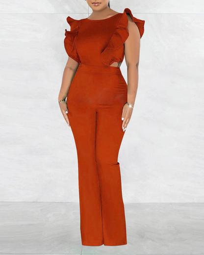 Ruffled Round Neck Jumpsuit