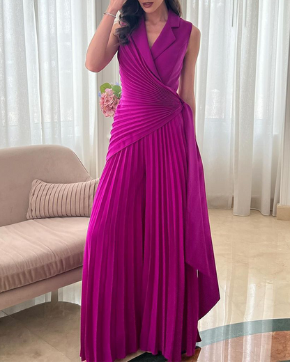 Pleated Wide-Leg Jumpsuit