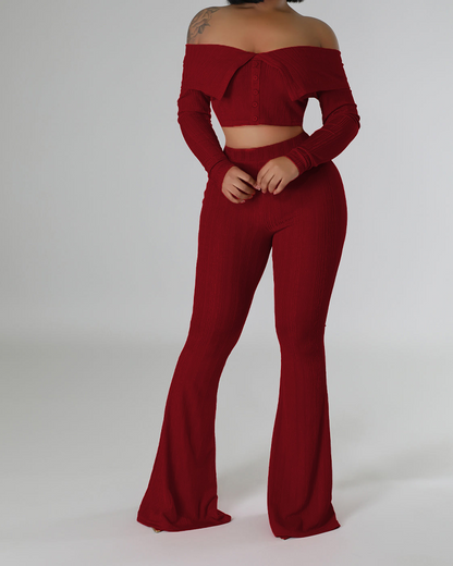 Off-Shoulder Slim-Fit Set
