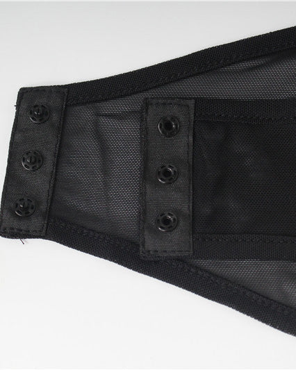 Mesh Velvet Patchwork Cross-Cut Tight Long-Sleeved Jumpsuit