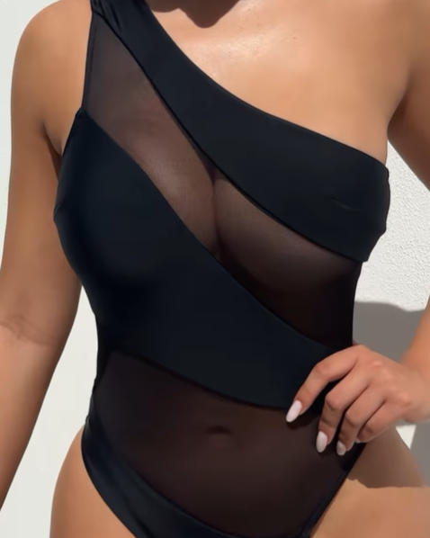 One Shoulder Panel Swimsuit