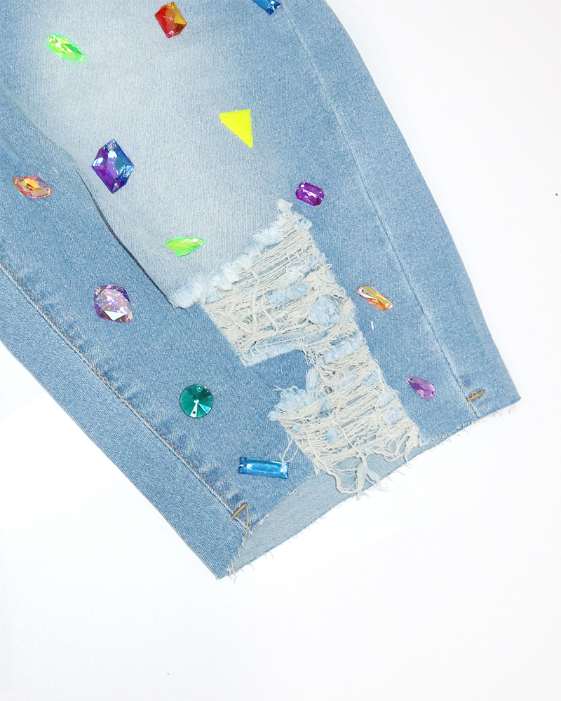 Embellished Denim Shorts