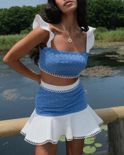 Ruffled Mini Skirt Set