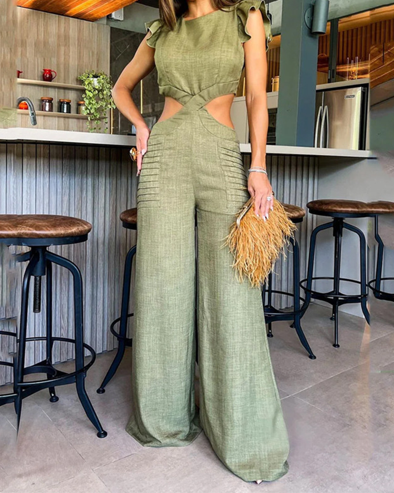 Loose-Fitting Ruffled Jumpsuit
