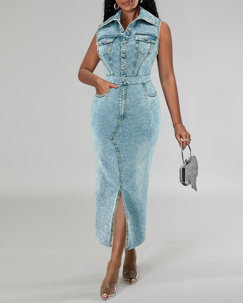 Denim Lapel Dress