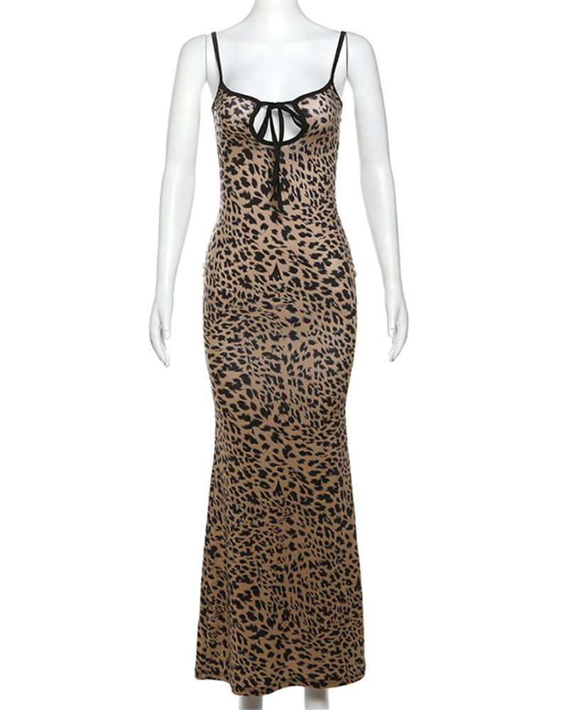 Leopard-Print Dress With A Bare Back
