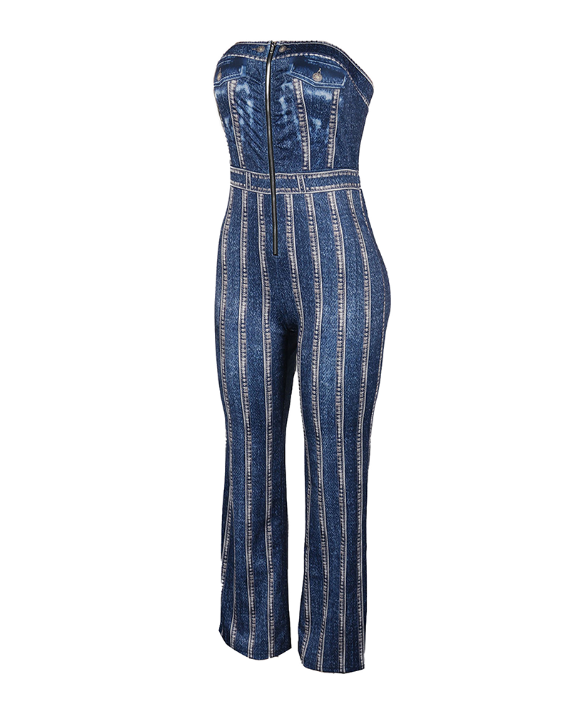 Printed Stretch Wide-Leg Jumpsuit