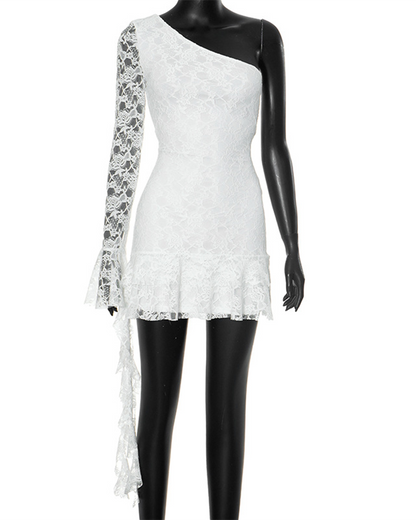 Ruffled Streamer Dress With Shoulder Sleeves