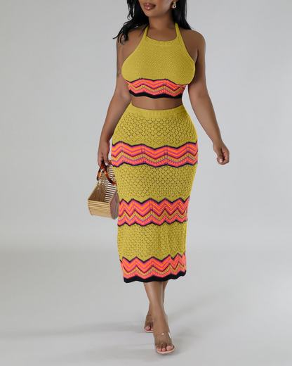 Knitted Stretch Casual Skirt Set