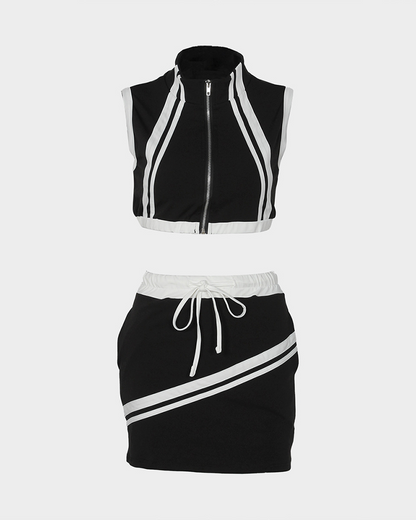 Sleeveless Vest Hip Skirt Set