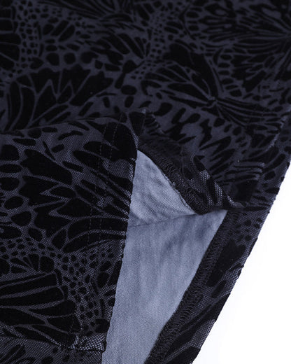 Slim Fit Velvet Lace Hollow Short Dress