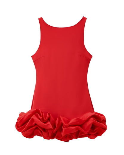 Sleeveless Suspender Flower Bud Patchwork Dress