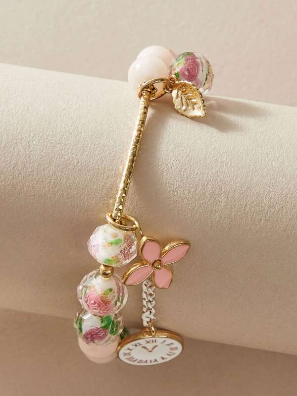 1pc Flower Charm Beaded Bracelet for Women