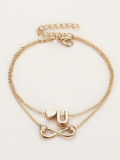 1pc Heart & Infinity Decor Layered Bracelet for Women
