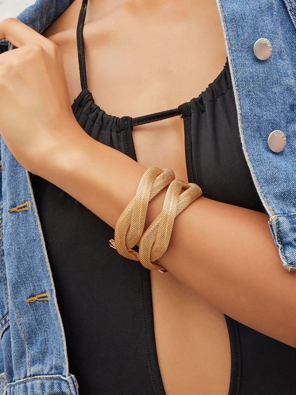 1pc Multi-layered Metal Mesh Bracelet for Women