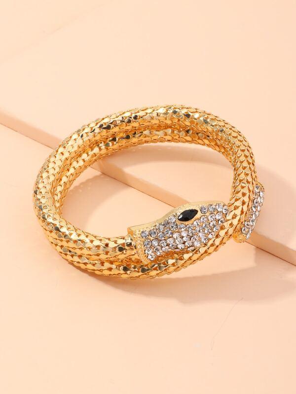 1pc Rhinestone Decor Serpentine Bangle for Women