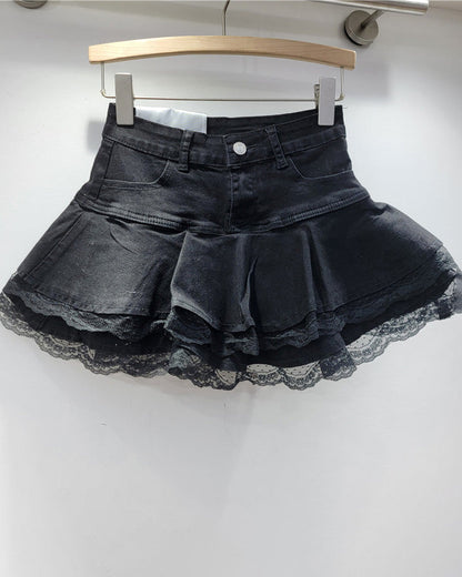 Stretch Denim and Lace Tutu Skirt
