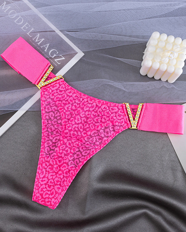 V-Neck Rhinestone Lace Panties