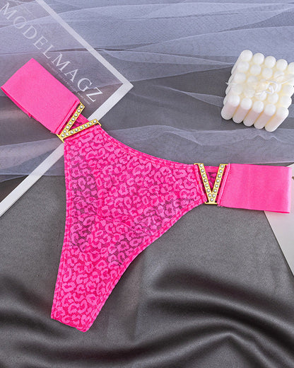 V-Neck Rhinestone Lace Panties