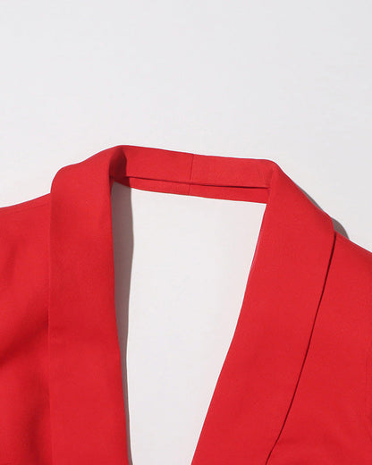 V-Neck Open Back Floral Suit Jacket