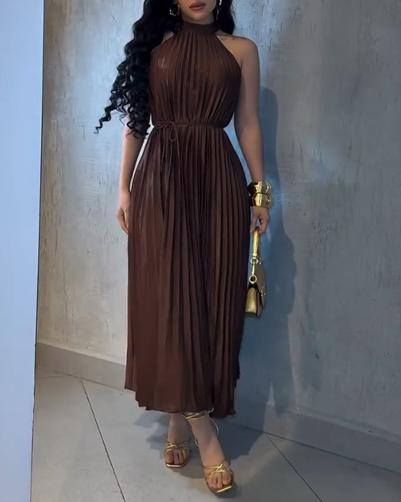 Sleeveless Waist Pleated Dress (Pre-Sale)