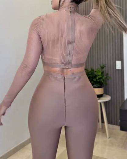 Patchwork Slim-Fit Pants Suit (Pre-Sale)