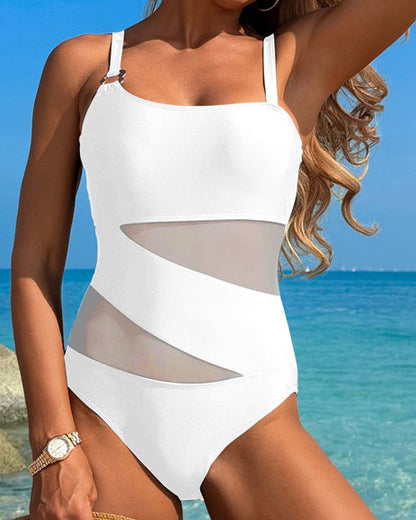 Sexy Mesh Nylon One-Piece Swimsuit