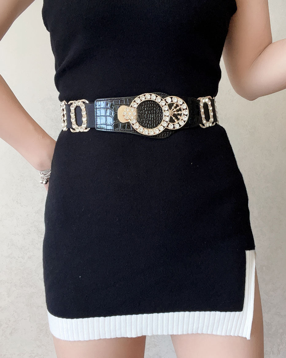 Elastic Women’s Rhinestone Belt
