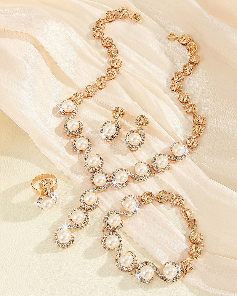 Imitation Pearl Necklace Earring Set