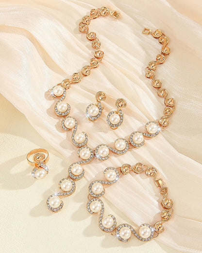 Imitation Pearl Necklace Earring Set