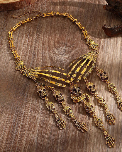 Skull Claw Tassel Necklace Set