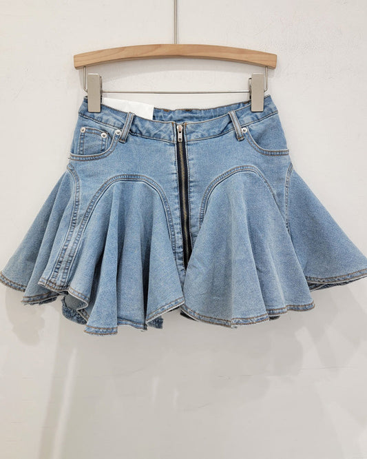 Ruffled Denim Skirt
